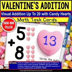 Valentine’s Day Addition To 20 with Visuals for Counting Task Box Filler® Autism